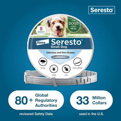 Seresto Small Dog Vet-Recommended Flea & Tick Treatment & Prevention Collar for Dogs under 18 Lbs. | 8 Months Protection