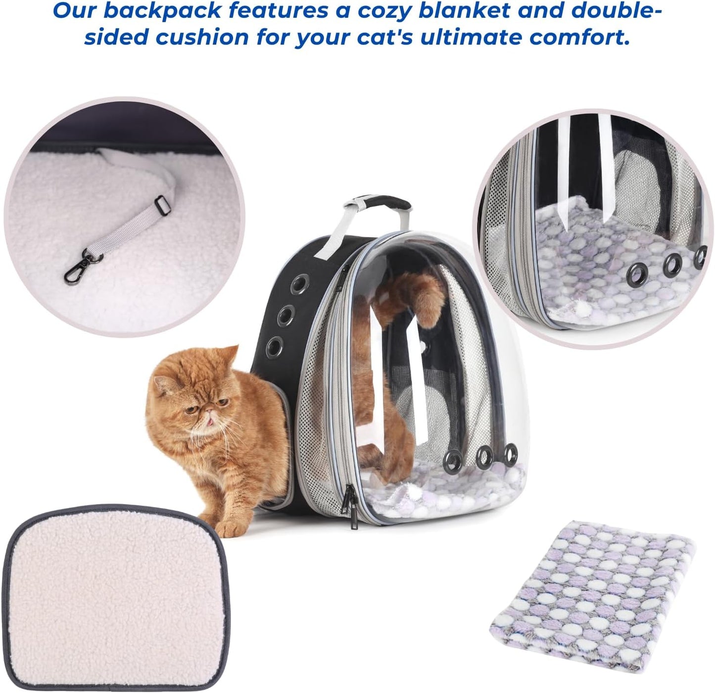 Lollimeow Bubble Expandable Cat Backpack Pet Travel Carrier for Cats and Dogs (Pink-Expandable)