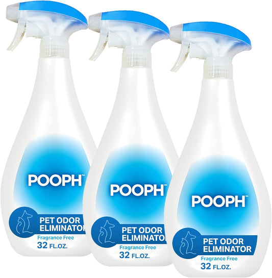 Pooph Pet Odor Eliminator, 32Oz Spray, 3-Pack - Dismantles Odors on a Molecular Basis, Dogs, Cats, Freshener, Eliminator, Urine, Poop, Pee, Deodorizer, Natures, Puppy, Fresh, Clean, Furniture, Potty