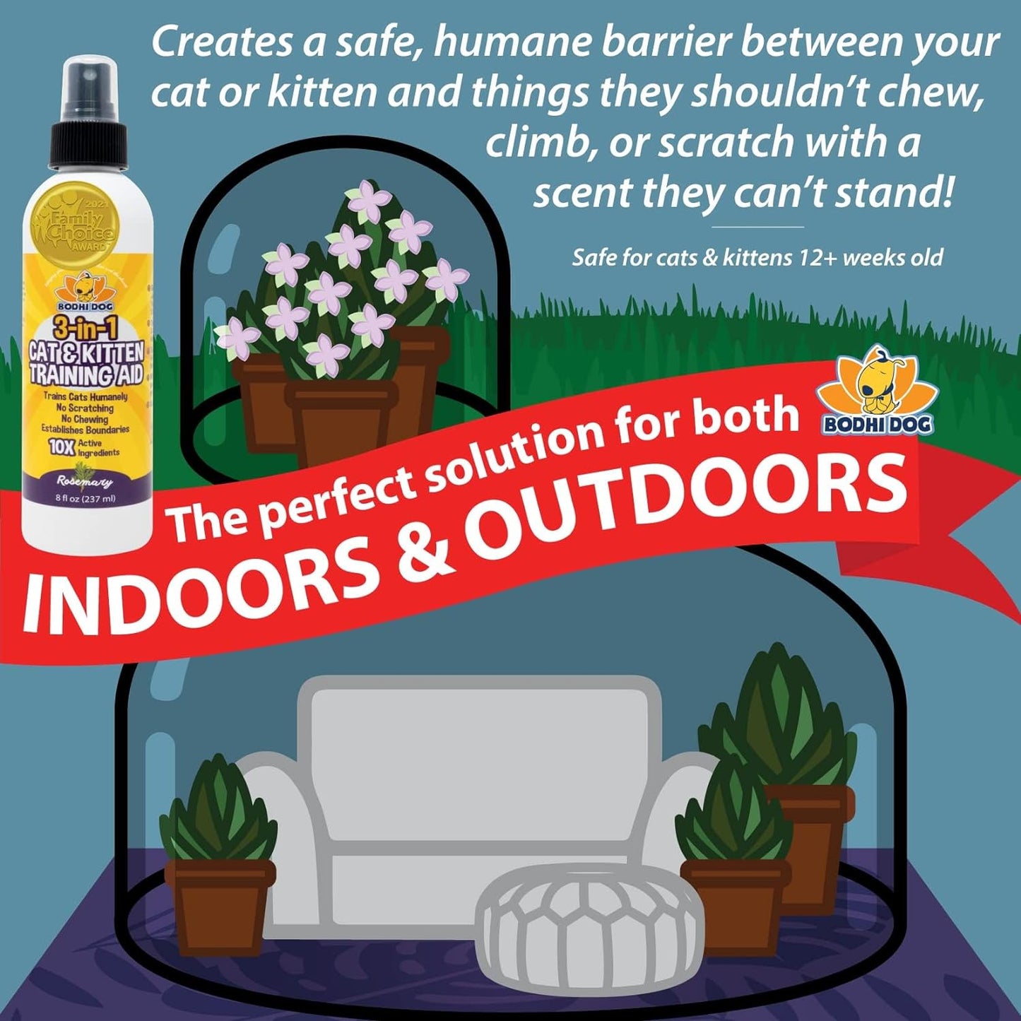 Bodhi Dog Cat No More Marking! Spray | Deters Cats from Urine Marking Indoors & Outdoors | Removes Urine Marking Odors | Safe for Indoor & Outdoor Use | Made in USA 8Oz