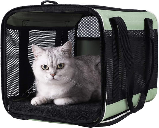 Petisfam Easy Load Pet Carrier for Large, Medium Cats, 2 Cats and Small Dogs with Comfy Bed. Easy to Get Cat In, Escape Proof, Easy Storage, Washable, Safe and Comfortable for Vet Visit and Car Ride