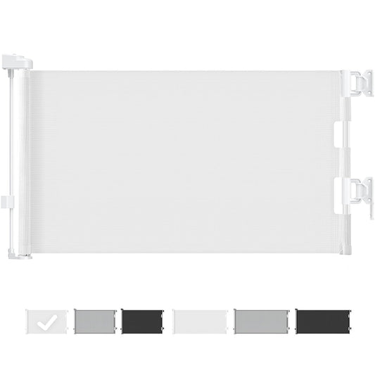 Cumbor Baby Gate Retractable Gates for Stairs, Mesh Dog Gate for the House, Wide Pet Gate 33" Tall, Extends to 55" Wide, Long Child Safety Gates for Doorways, Hallways, Cat Gate Indoor/Outdoor(White)