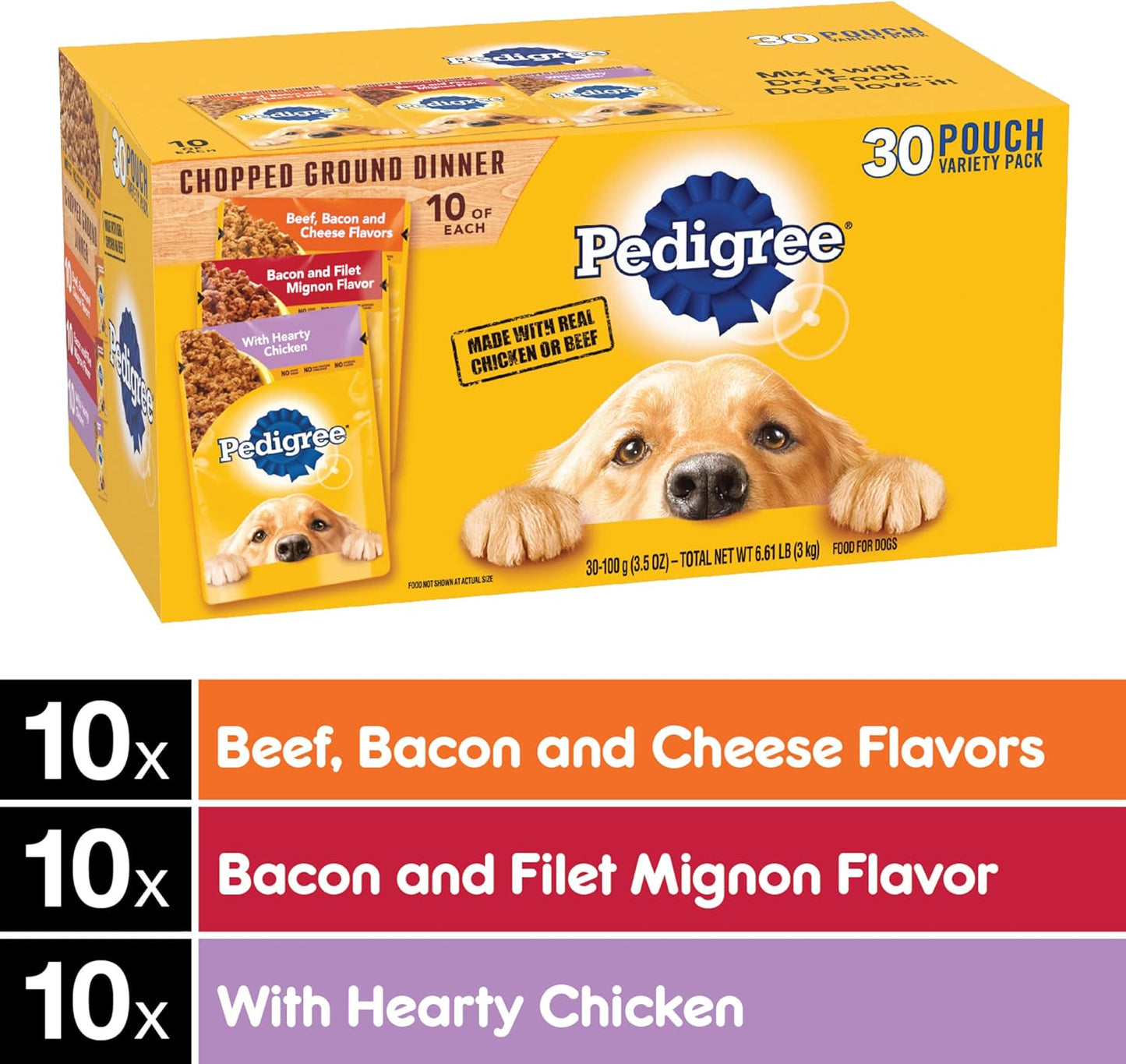 PEDIGREE CHOPPED GROUND DINNER Adult Soft Wet Dog Food Variety Pack, 3.5 Ounce (Pack of 18)