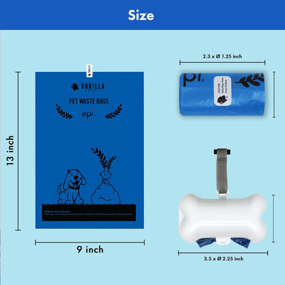 GORILLA SUPPLY Dog Poop Waste Bags with Dispenser and Leash Tie, 9" X 13", Black, 1000 Count