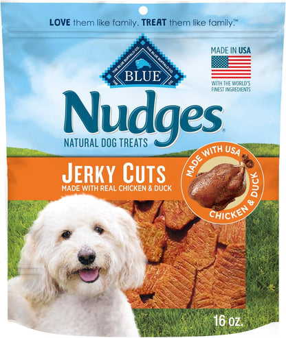 Blue Buffalo Nudges Jerky Cuts Dog Treats, Made in the USA with Natural Ingredients, Chicken & Duck, 16-Oz. Bag