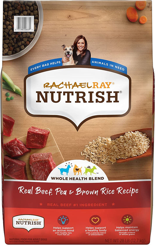 Rachael Ray Nutrish Premium Natural Dry Dog Food, Real Beef, Pea, & Brown Rice Recipe, 28 Pound Bag (Packaging May Vary)