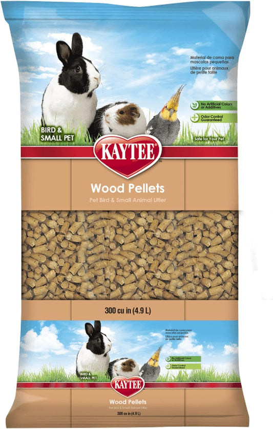 Kaytee Wood Pellets Pet Bird & Small Animal Litter for Ferrets, Guinea Pigs, Rats, Chinchillas, Hamsters, Gerbils, Rabbits, Mice, Hedgehogs and Dwarf Hamsters, 4.9 Liter, 8 Pound Bag