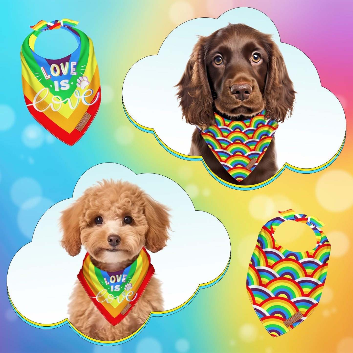 2 Packs Easter Dog Bandanas Reversible Holiday Bandana for Small Large and Extra Large Dogs Cats Premium Durable Fabric Pet Scarf