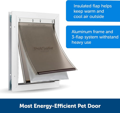 Petsafe Extreme Weather Aluminum Pet Door - Most Energy Efficient Pet Door - 3 Flaps for Insulation - for Dogs and Cats - Size Large