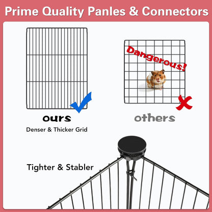 12 Panels Transparent Small Animals Playpen,48" X 24" X 16" Portable Pet Playpen,Plastic Enclosure,Puppy Play Pen for Indoors Outdoor Pet Fence for Guinea Pigs,Bunny,Ferrets,Hamsters,Hedgehogs