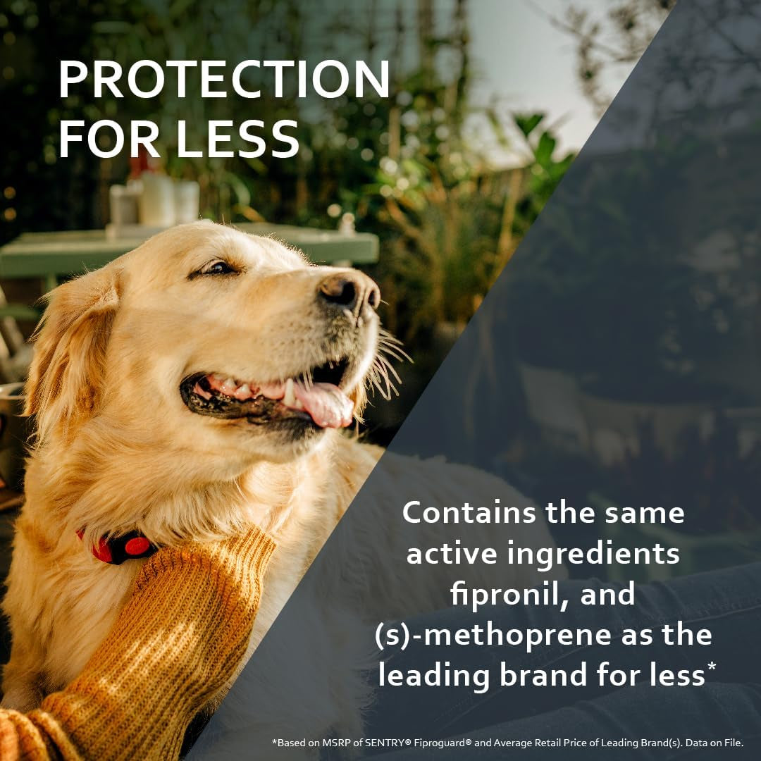 SENTRY PET CARE SENTRY Fiproguard for Dogs, Flea and Tick Prevention for Dogs (89-132 Pounds), Includes 3 Month Supply of Topical Flea Treatments