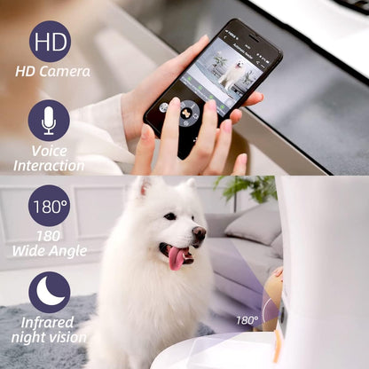 SKYMEE 8L/12L Smart Automatic Pet Feeder Food Dispenser for Cats & Dogs - 1080P Full HD Pet Camera Treat Dispenser with Night Vision and 2-Way Audio, Wi-Fi Enabled App for Iphone and Android