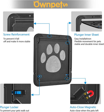 Ownpets Dog Screen Door, inside Door Flap 12X14X0.4 Inch, Lockable Pet Screen Door, Magnetic Self-Closing Screen Door with Locking Function, Sturdy Screen Door for Dogs Cats