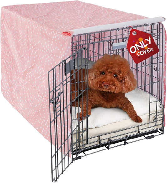 Explore Land Pattern Dog Crate Cover for 42 Inches Wire Cage, Heavy-Duty Polyester Indoor Pet Kennel Covers Universal Fit for 1 2 3 Doors Standard Metal Crate (Princess Pink)