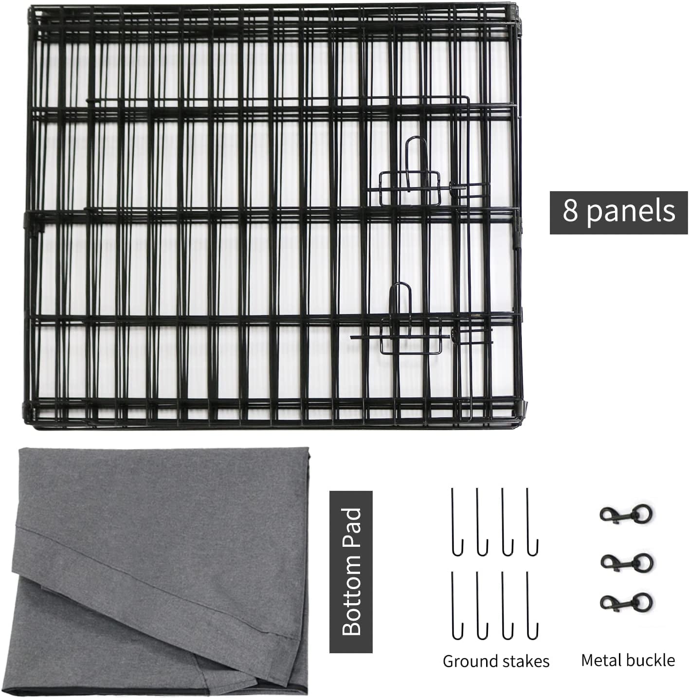 PETIME Foldable Metal Dog Exercise Pen/Pet Puppy Playpen Kennels Yard Fence Indoor/Outdoor 8 Panel 24" W X 24" H with Bottom Pad (With Bottom Pad, 8 Panels 24" H)