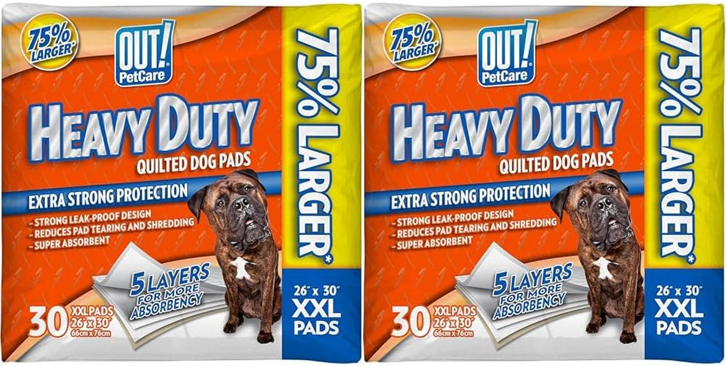 OUT! Heavy Duty XXL Dog Pads - Absorbent Pet Training and Puppy Pads - 26 X 30 in - 30 Count,White (Pack of 2)