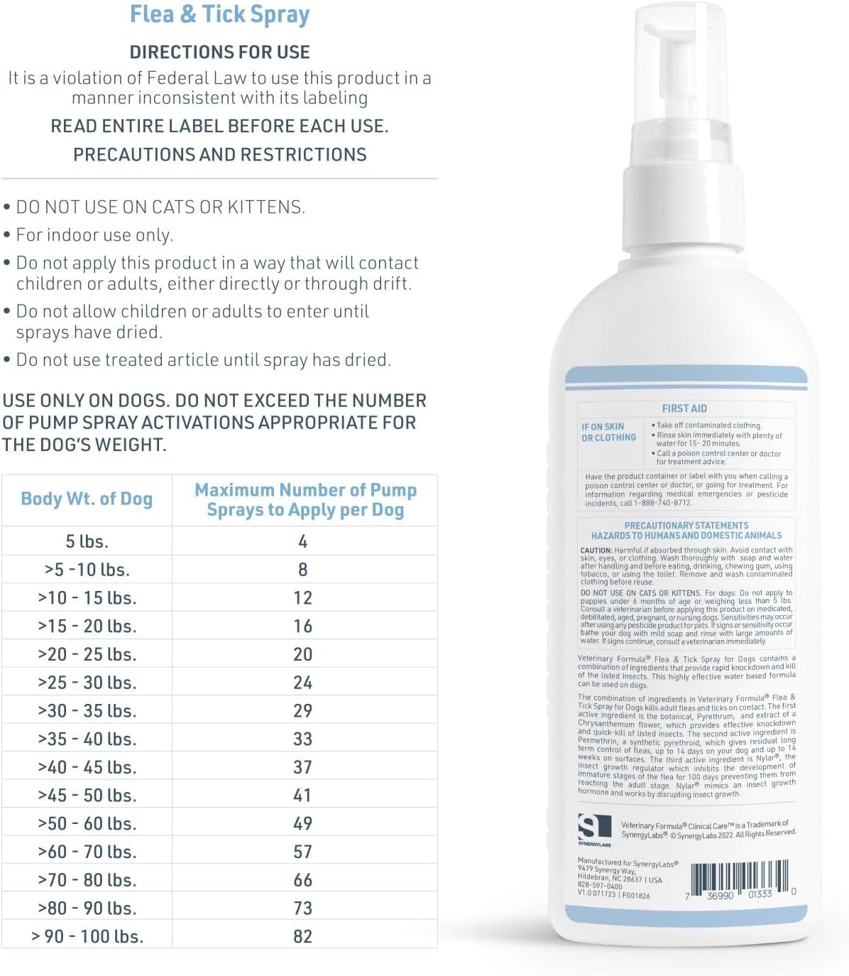 Veterinary Formula Flea and Tick Spray for Dogs, 8 Oz – Easy-To-Use Dog Flea Spray, Kills on Contact, Prevents Egg & Larval Development for 14 Weeks