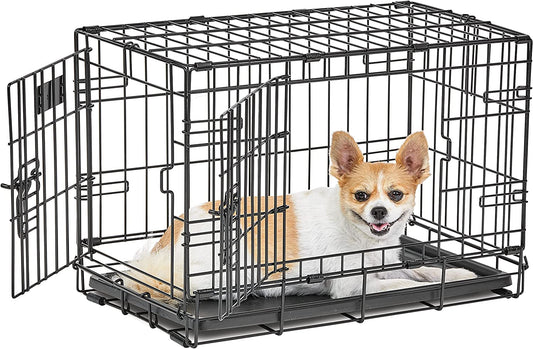 Midwest Homes for Pets Dog Crate | Midwest Life Stages XS Double Door Folding Metal Dog Crate | Divider Panel, Floor Protecting Feet, Leak-Proof Dog Pan | 22.5L X 14W X 16H Inches, XS Dog Breed