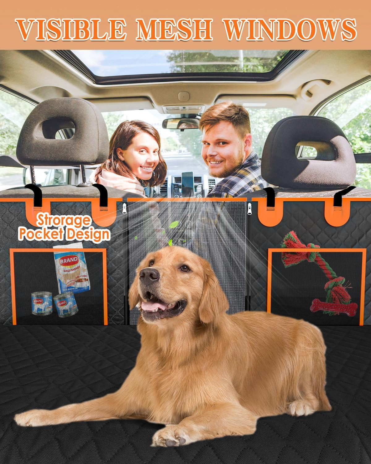 Back Seat Extender for Dogs, Dog Car Seat Cover for Back Seat with Waterproof Hard Bottom for Car SUV, Dog Hammock Travel Bed to Protect Your Car Backseat