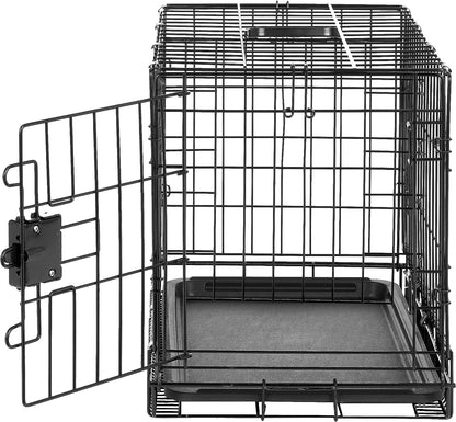 Amazon Basics - Durable,Foldable Metal Wire Dog Crate with Tray, Double Door, Divider, 24 X 18 X 20 Inches, Black