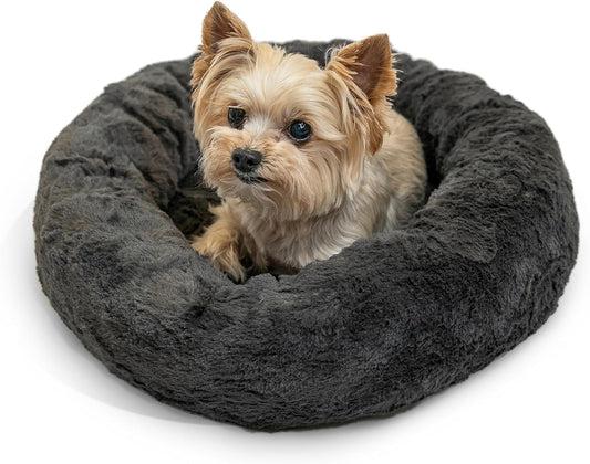 Best Friends by Sheri the Original Calming Donut Cat and Dog Bed in Lux Fur Mink, Extra Small 18"