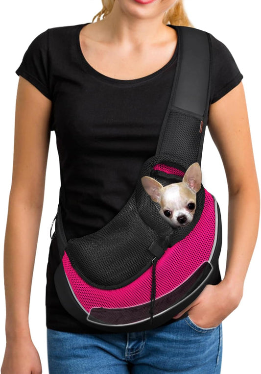 YUDODO Pet Dog Sling Carrier Breathable Mesh Travel Safe Sling Bag Carrier for Dogs Cats