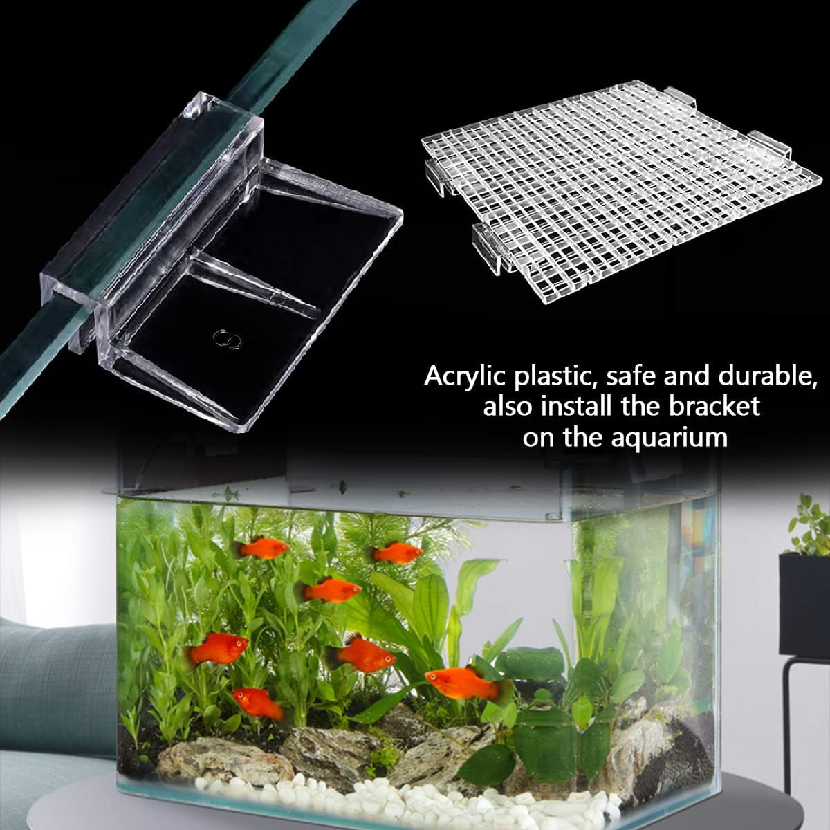 16 PCS 6mm Acrylic Aquarium Cover Clip, Clear Fish Tank Glass Cover Clip Support Holder Universal Lid Clips for Rimless Aquariums