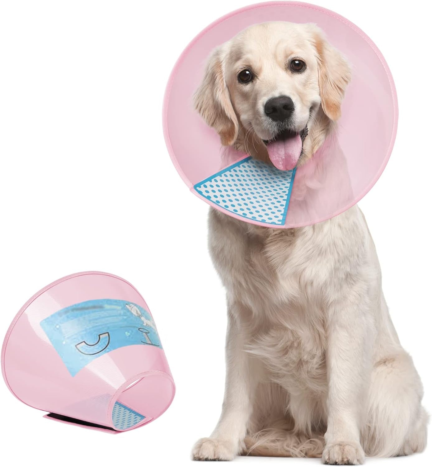 Supet Dog Cone Collar Adjustable after Surgery, Comfortable Pet Recovery Collar & Cone for Large Medium Small Dogs, Elizabethan Dog Neck Collar Plastic Practical