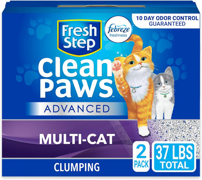 Fresh Step Clumping Cat Litter, Multi-Cat, Advanced Long Lasting Odor Control Kitty Litter with Activated Charcoal, Low Dust Formula, 37 Lb