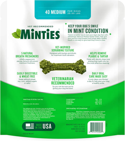 Minties Dental Treats for Cats, (Chicken/Salmon) Flavored Treats for Cats, Freshens Breath and Controls Tartar, 2.5Oz