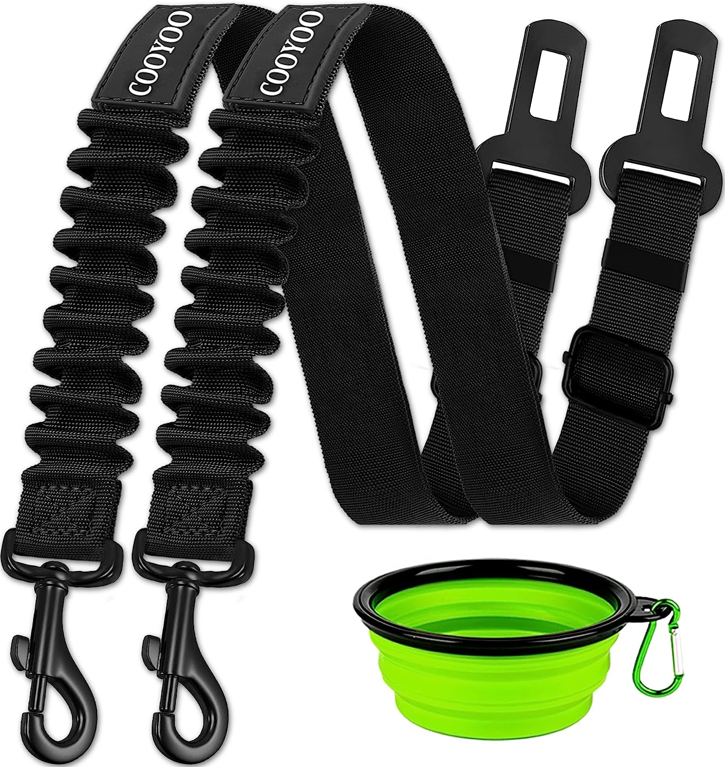 COOYOO Dog Seat Belt,3 Piece Set Retractable Dog Car Harness Adjustable Dog Seat Belt for Vehicle Nylon Pet Safety Seat Belts Heavy Duty & Elastic