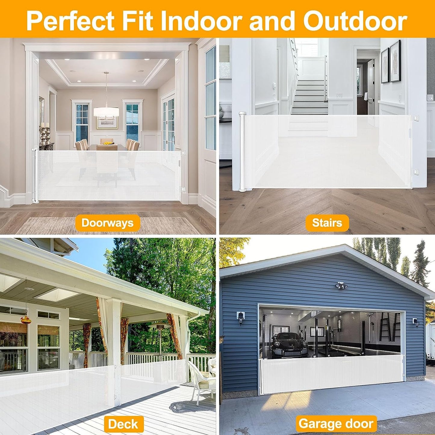 140 Inch Retractable Dog Gate Extra Wide Dog Gates for Large Openings Retractable Baby Gates for Doorway Extra Wide Baby Gate Long Dog Gates Indoor Extra Long Baby Gate Retractable Pet Gates for Kids