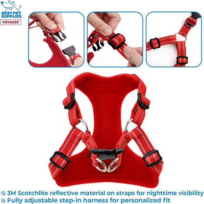 Aerolite No Pull Mesh Dog Harness with Lightweight, Soft, Breathable Chest Coverage, Reflective Stitching, and Adjustable Straps for Walking, Running, Training, Heavy Duty and Durable - Red, L