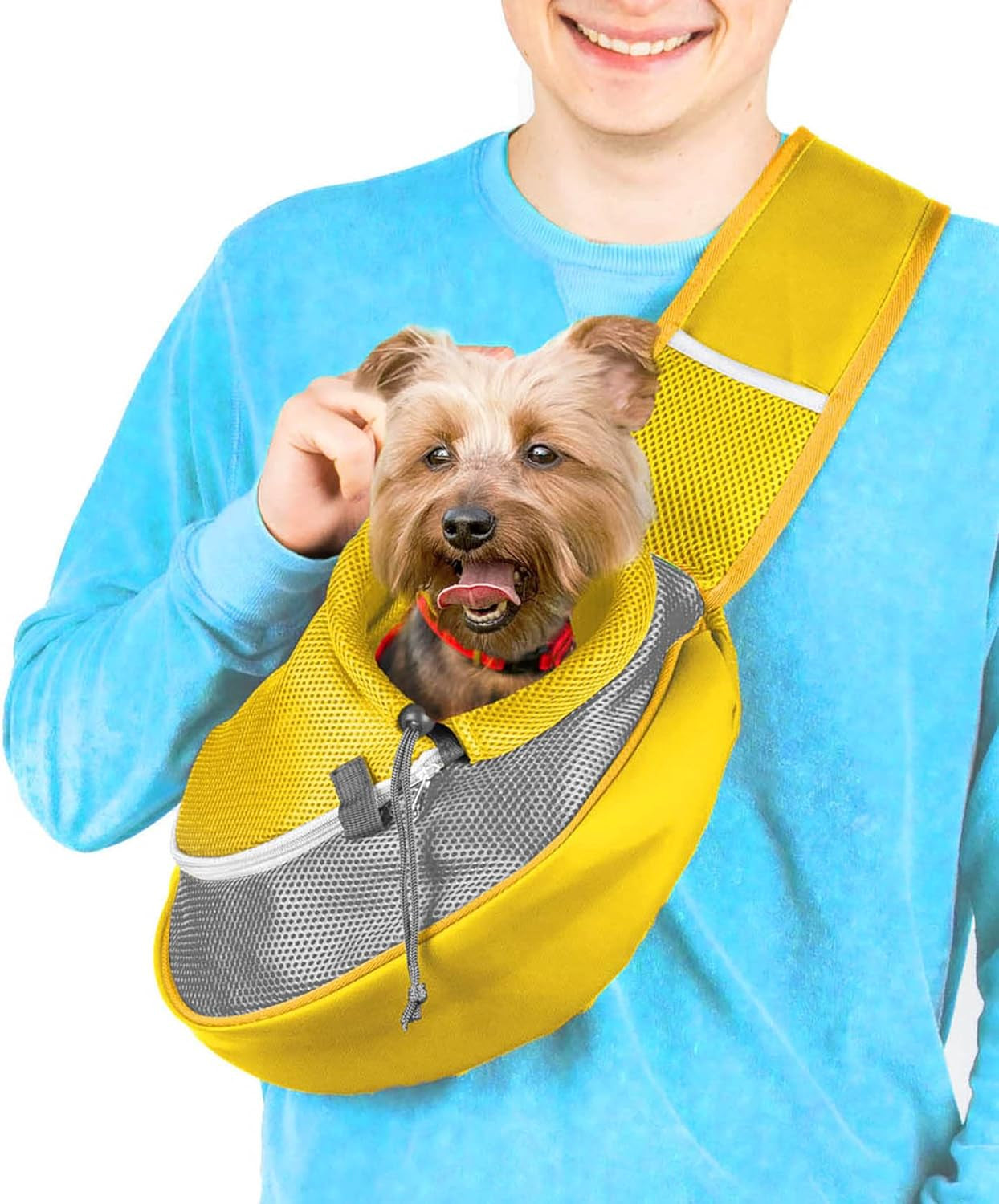 Pet Sling Carrier - Small Dog Puppy Cat Carrying Bag Purse Pouch - for Pooch Doggy Doggie Yorkie Chihuahua Baby Papoose Bjorn - Hiking Travel Front Backpack Holder Pack to Wear (Yellow)