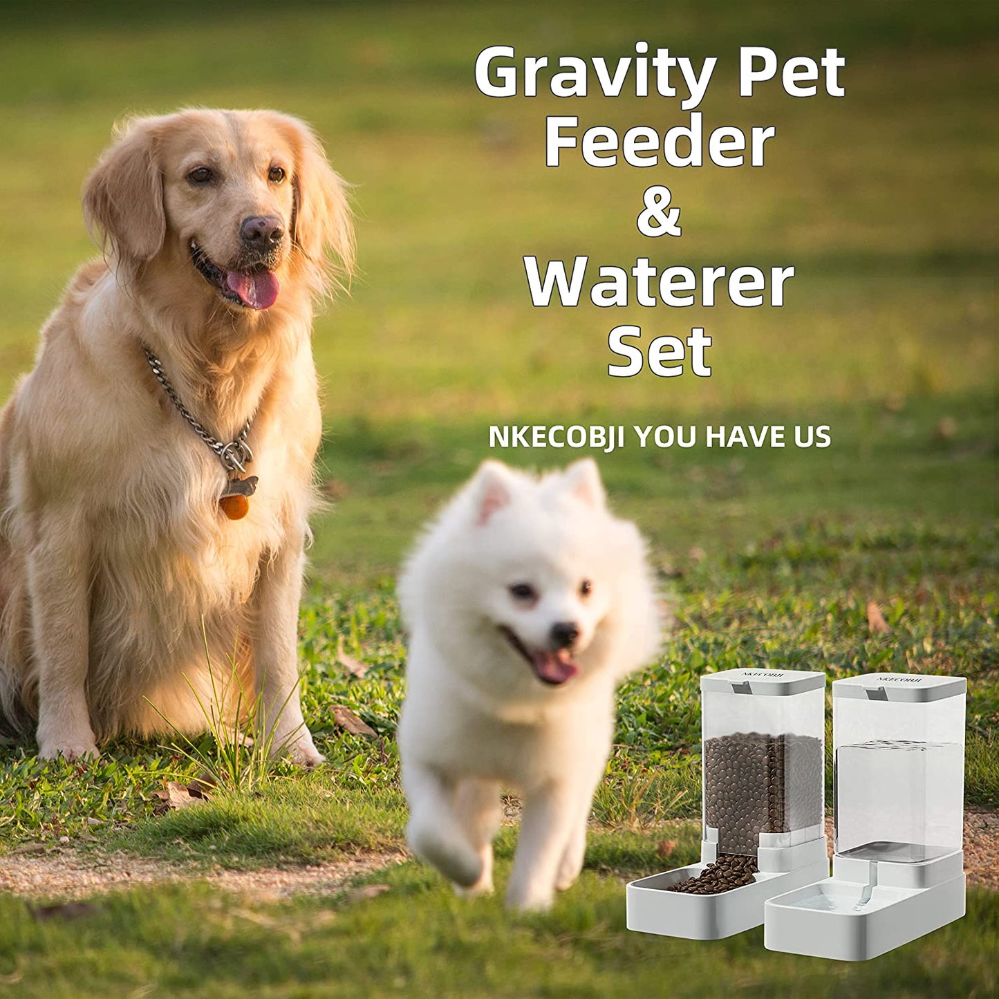 Gravity Pet Feeder and Water Dispenser Set, Automatic Dog Feeder and Dog Water Dispenser for Dogs Cats Pets Animals Large Capacity(Water Feeder)