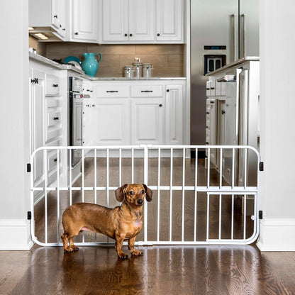 Carlson Extra Tall Metal Expandable Pet Gate White, Includes Small Pet Door 32" Tall X 22" - 38" Wide