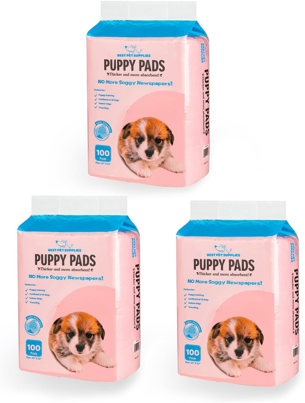 Best Pet Supplies (22.5" X 22") Disposable Puppy Pads for Whelping Puppies and Training Dogs, 300 Pack - Ultra Absorbent, Leak Resistant, and Track Free for Indoor Pets, Floor Protection - Baby Pink