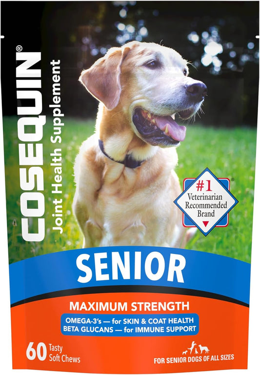 Cosequin Senior Joint Health Supplement for Senior Dogs - with Glucosamine, Chondroitin, Omega-3 for Skin and Coat Health and Beta Glucans for Immune Support, 60 Soft Chews