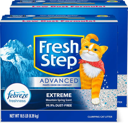 Fresh Step Advanced Extreme Clumping Litter With Febreze Freshness With Mountain Spring Scent, Fights Odor on Contact, 37 lbs. (2 x 18.5 lb. Box)