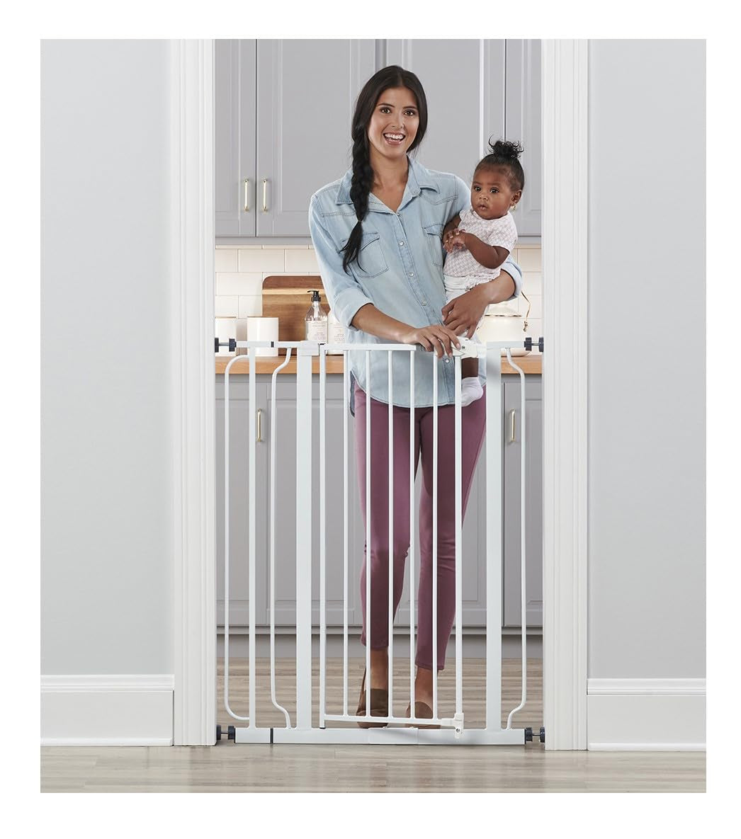 Regalo Easy Step 36" Extra Tall Walk Thru Baby Gate, Includes 4-Inch Extension Kit, 4 Pack of Pressure Mount Kit and 4 Pack Wall Cups and Mounting Kit, Pack of 1