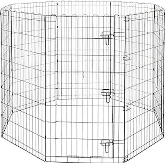 Amazon Basics Foldable Octagonal Metal Exercise Pet Play Pen for Dogs, Fence Pen, Single Door, Black, 60 X 60 X 48 Inches