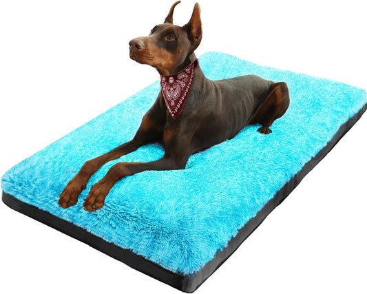 XL Dog Bed Deluxe Cozy Plush Fixable Dog Kennel Beds for Crates Washable Dog Bed, 42 X 28 X 3 Inches, Blue