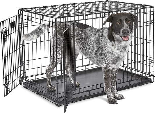 Midwest Homes for Pets Newly Enhanced Double Door Icrate Dog Crate, Includes Leak-Proof Pan, Floor Protecting Feet, Divider Panel & New Patented Features