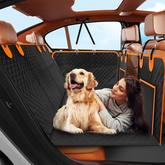 Back Seat Extender for Dogs, Dog Car Seat Cover for Back Seat with Waterproof Hard Bottom for Car SUV, Dog Hammock Travel Bed to Protect Your Car Backseat