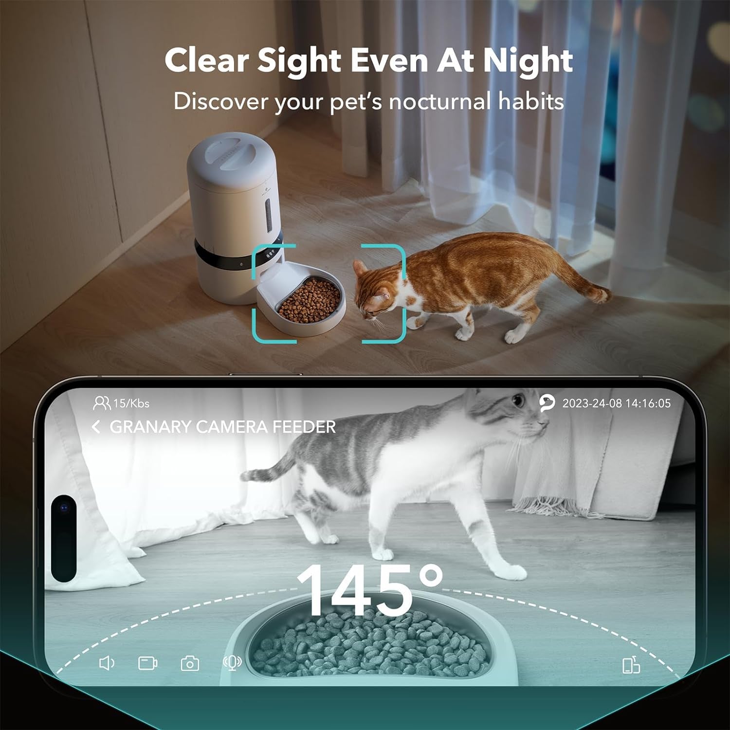 PETLIBRO Automatic Cat Feeder with Camera, 1080P HD Video with Night Vision, 5G Wifi Pet Feeder with 2-Way Audio, Low Food & Blockage Sensor, Motion & Sound Alerts for Cat & Dog Single Tray