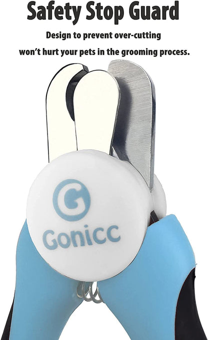 gonicc Dog & Cat Pets Nail Clippers and Trimmers - with Safety Guard to Avoid Overcutting, Free Nail File, Razor Sharp Blade - Professional Grooming Tool for Pets