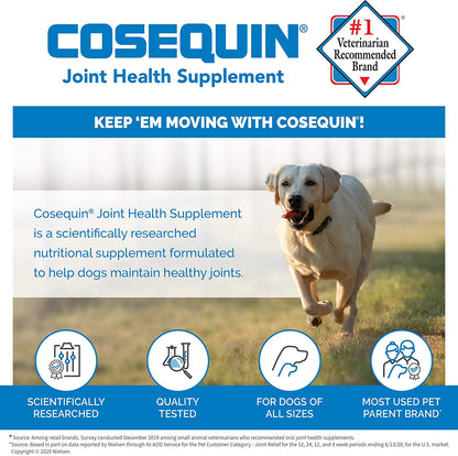 Cosequin Nutramax Senior Joint Health Supplement for Senior Dogs - with Glucosamine, Chondroitin, Omega-3 for Skin and Coat Health and Beta Glucans for Immune Support, 120 Soft Chews