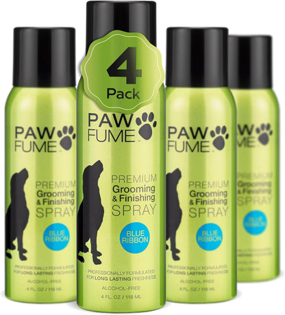 PAWFUME Premium Grooming Spray Dog Spray Deodorizer Perfume for Dogs - Dog Cologne Spray Long Lasting Dog Sprays - Dog Perfume Spray Long Lasting after Bath - Deodorizing Spray (Blue Ribbon, 4-Pack)