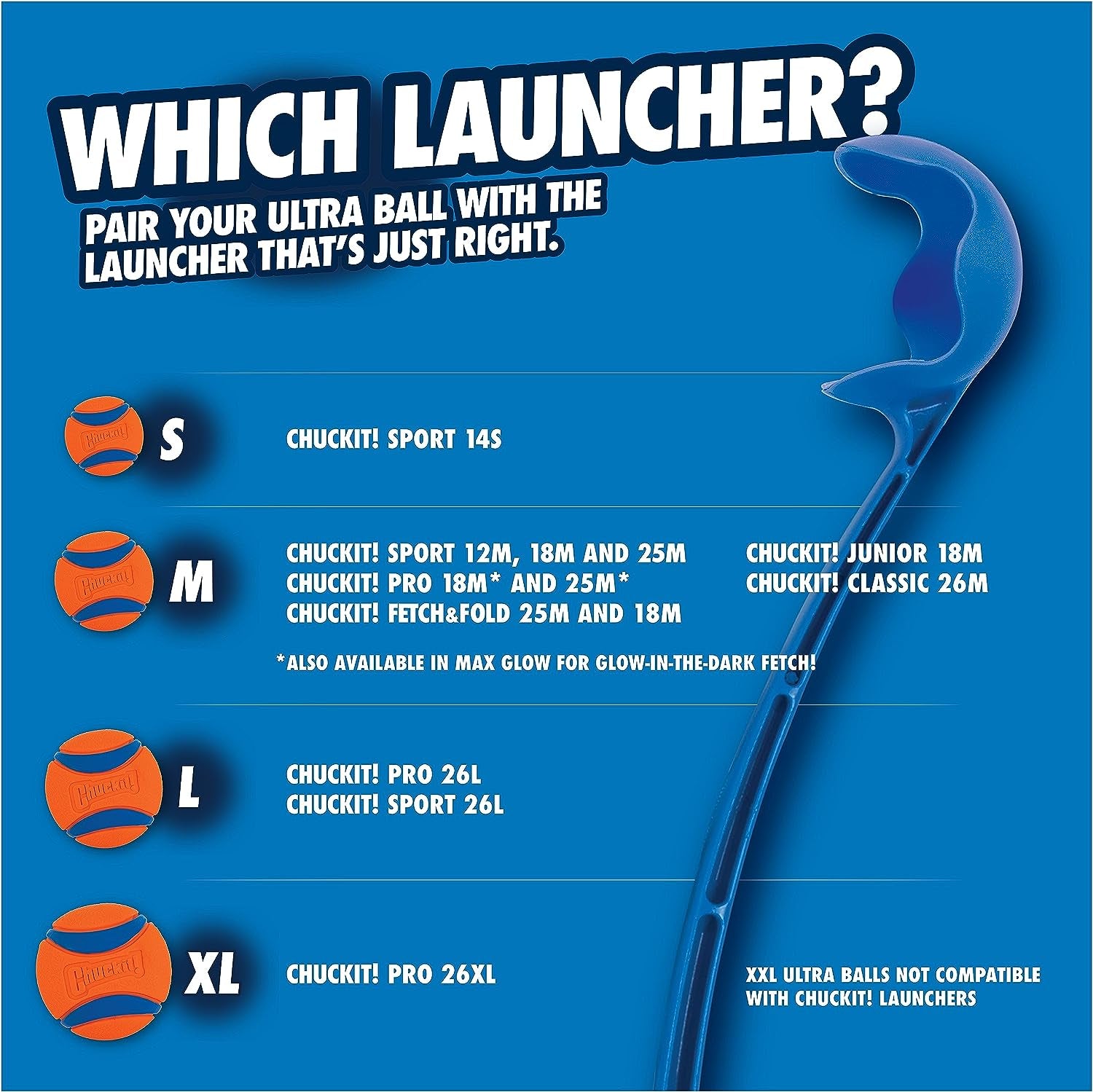 Chuckit Pro 26L Dog Ball Launcher, 26" Length, Includes Large Ball (3") for Dogs 60-100 Pounds