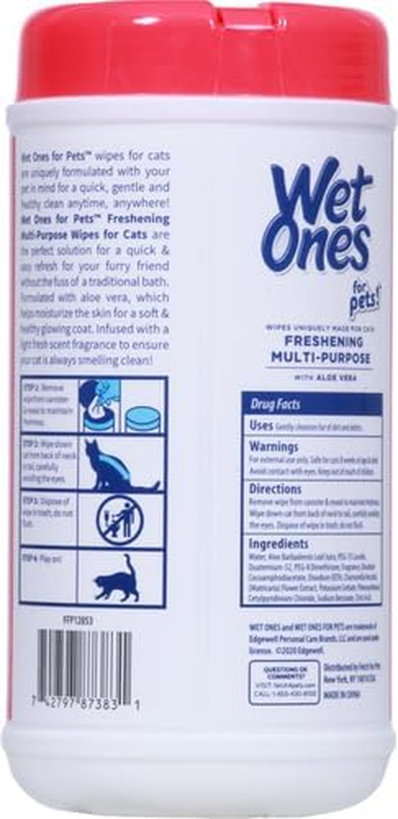 Wet Ones for Pets Freshening Aloe Vera Cat Grooming Wipes, 24 Pack, 5760 Count